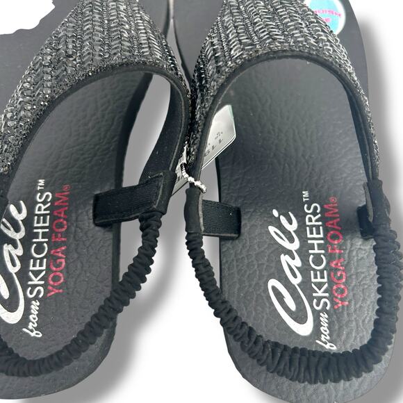 NEW Skechers Meditation Glamour Muse Sandals Size 9 Black Embellished Rhinestone - Picture 4 of 11
